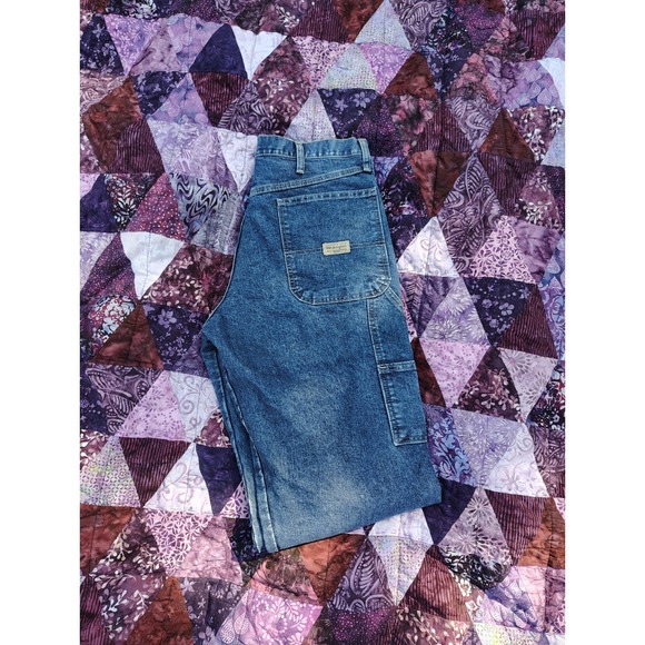 Vintage Y2K Wrangler Carpenter Jeans Mens 34x30 Blue Denim Work Relaxed - Picture 1 of 9